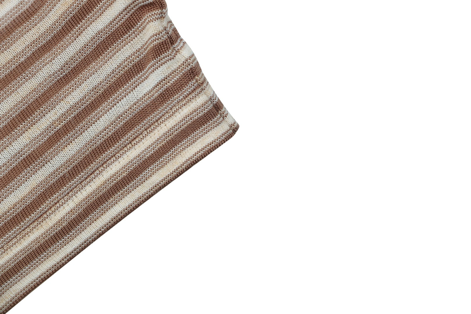 Loro Piana Coffee & Yellow Stripe Knit Tee — Ecru/Brown