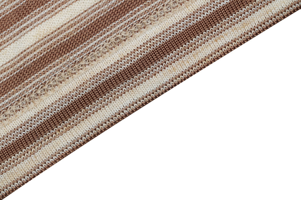 Loro Piana Coffee & Yellow Stripe Knit Tee — Ecru/Brown