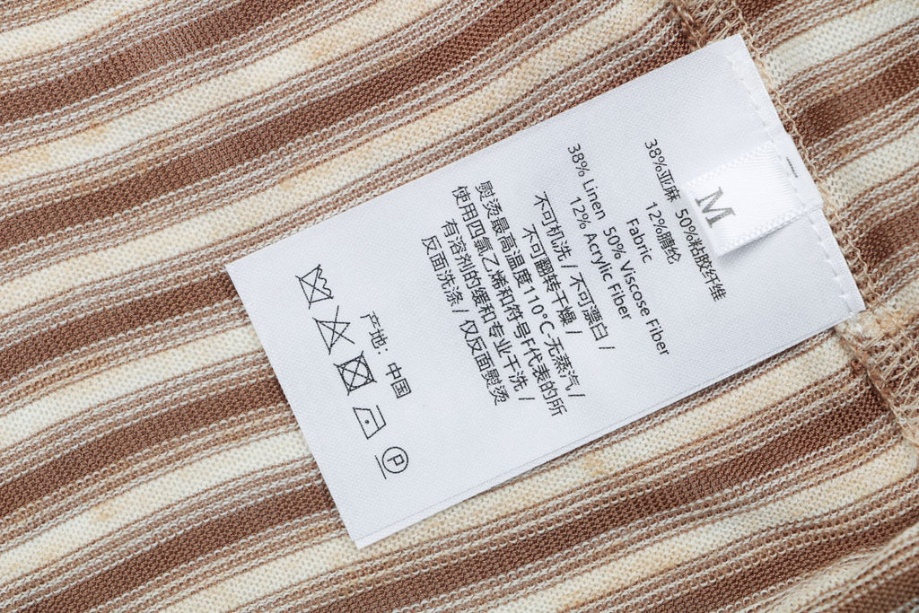 Loro Piana Coffee & Yellow Stripe Knit Tee — Ecru/Brown