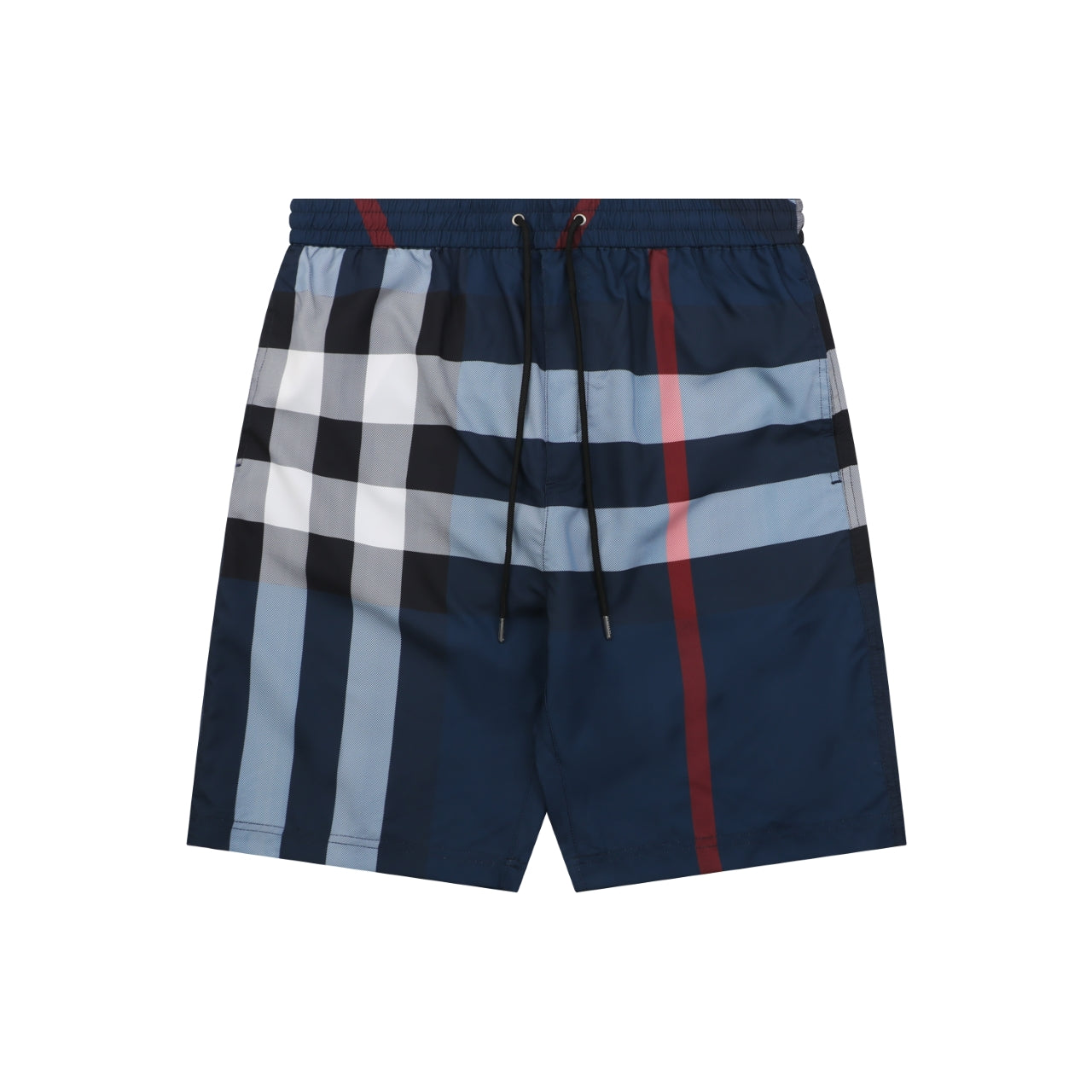 Burberry Large Check Mesh-Lined Nylon Swim Shorts — Navy