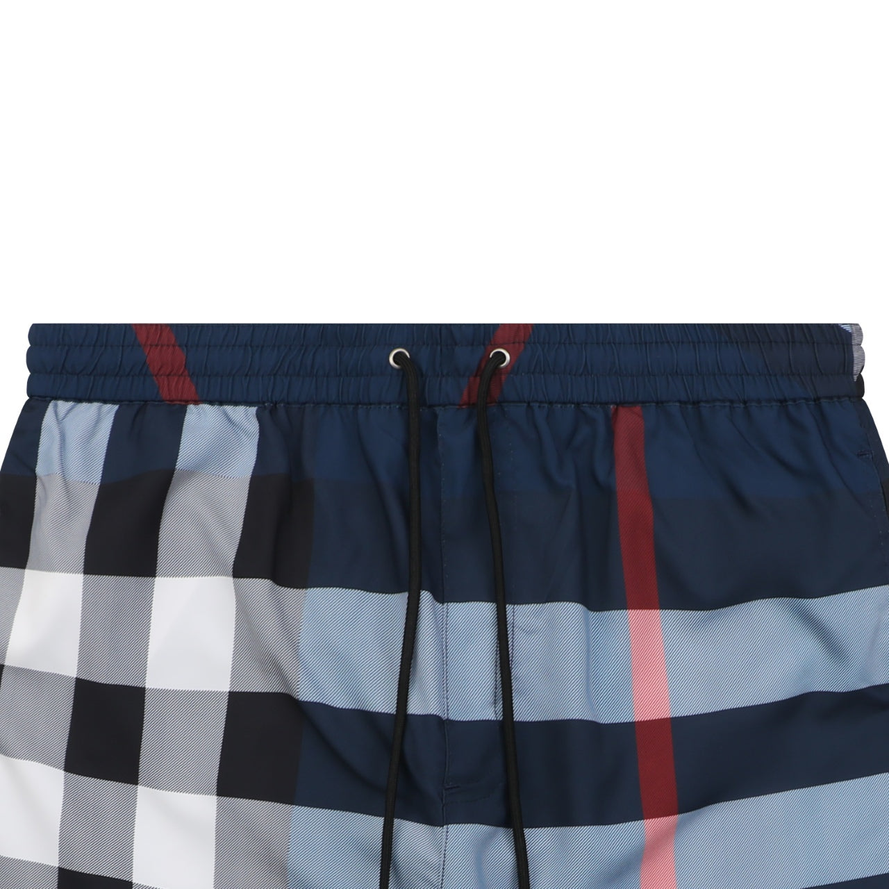 Burberry Large Check Mesh-Lined Nylon Swim Shorts — Navy