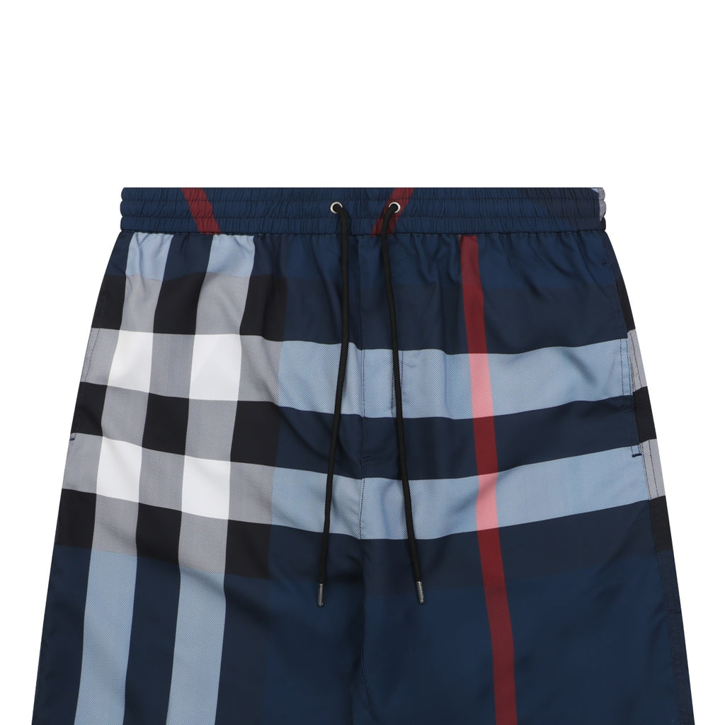 Burberry Large Check Mesh-Lined Nylon Swim Shorts — Navy