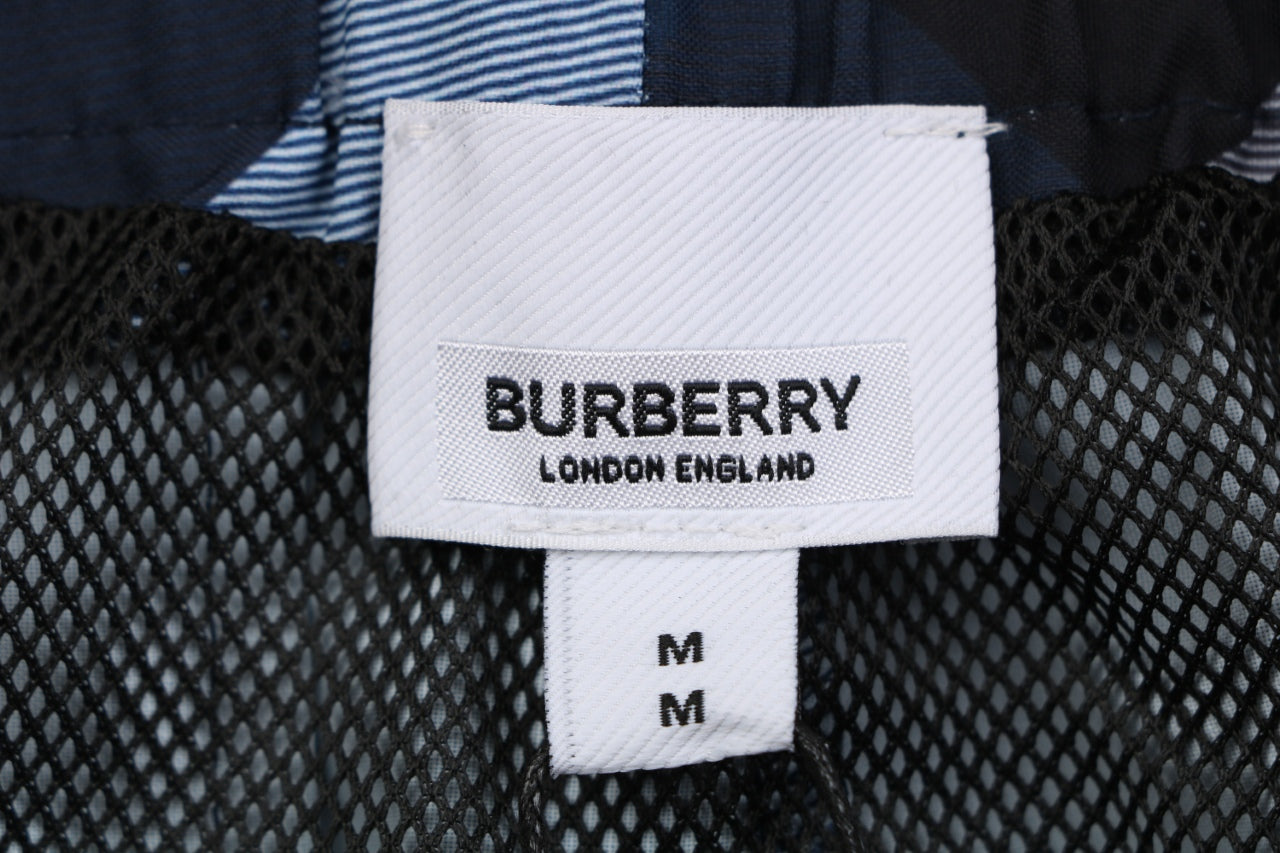 Burberry Large Check Mesh-Lined Nylon Swim Shorts — Navy