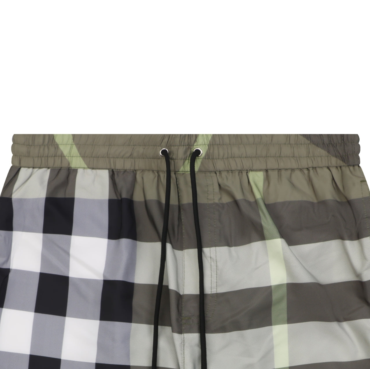 Burberry Large Check Mesh-Lined Nylon Swim Shorts — Khaki