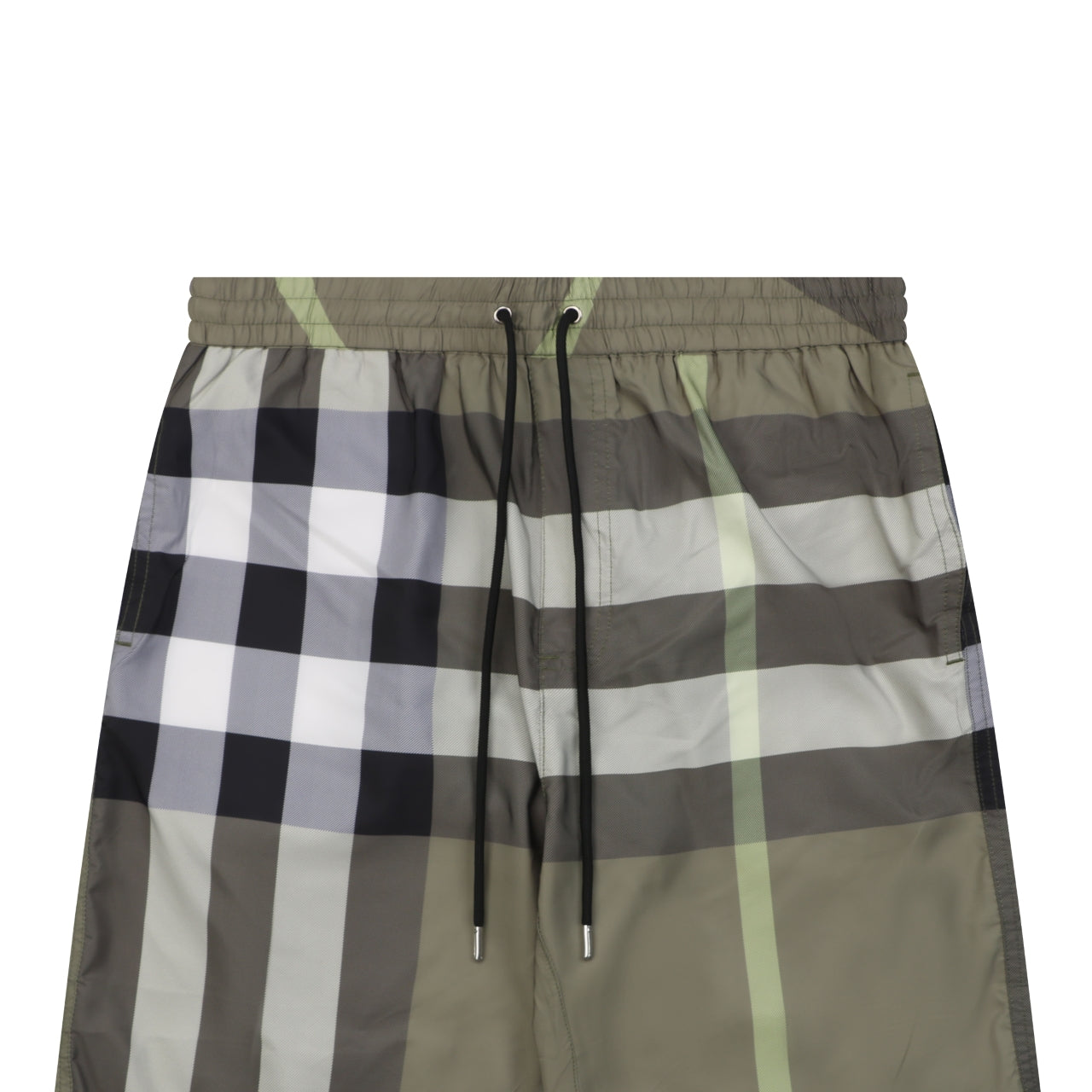 Burberry Large Check Mesh-Lined Nylon Swim Shorts — Khaki