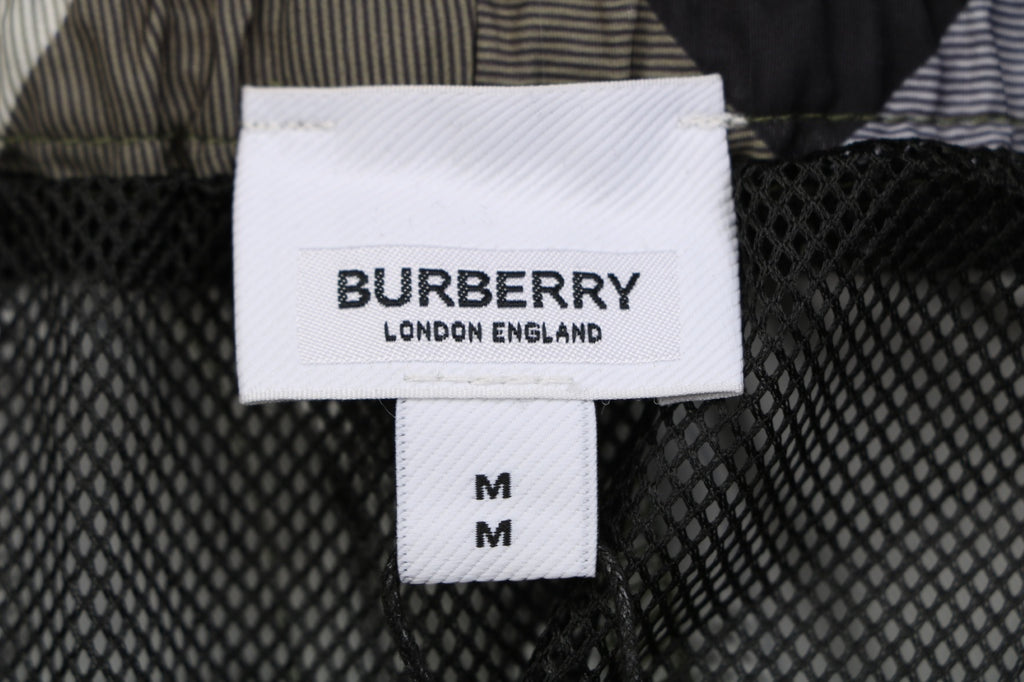 Burberry Large Check Mesh-Lined Nylon Swim Shorts — Khaki