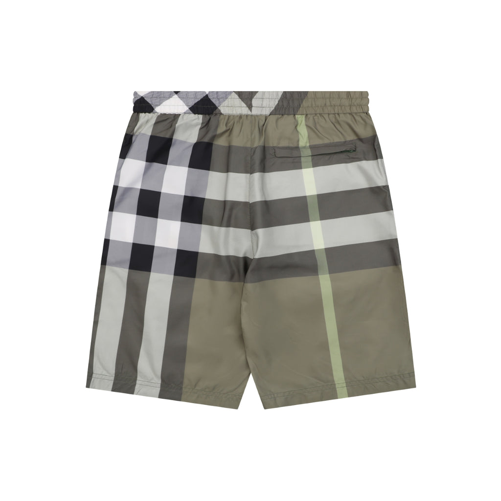 Burberry Large Check Mesh-Lined Nylon Swim Shorts — Khaki