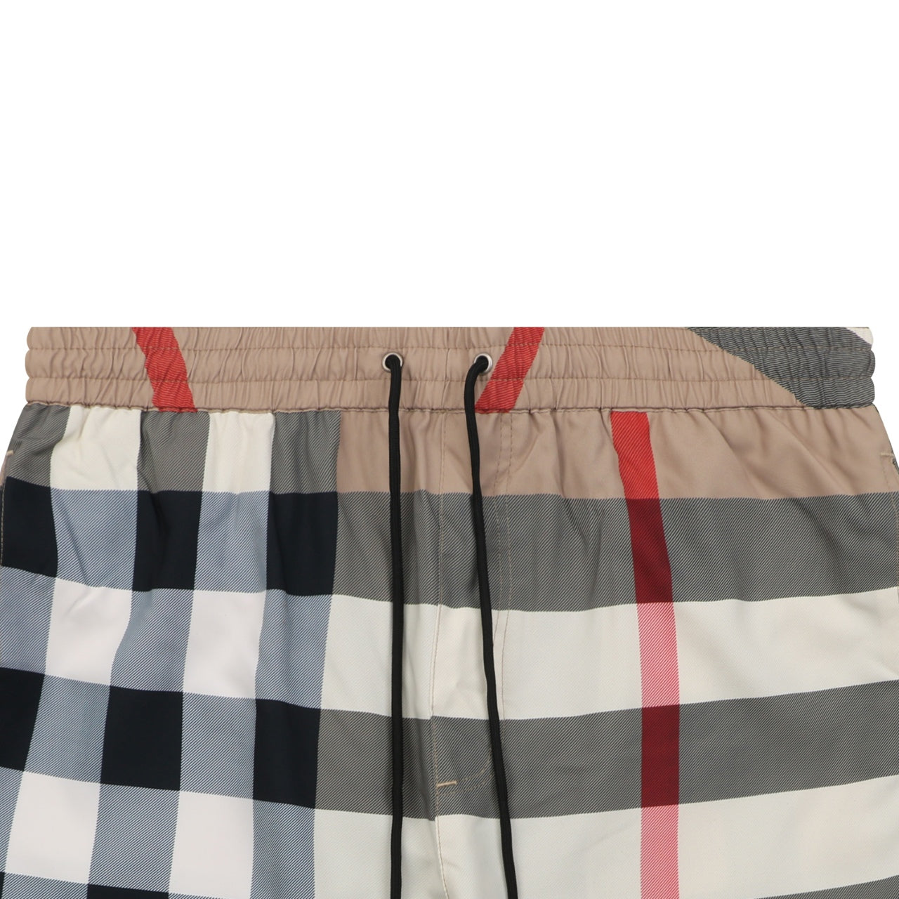 Burberry Large Check Mesh-Lined Nylon Swim Shorts — Camel