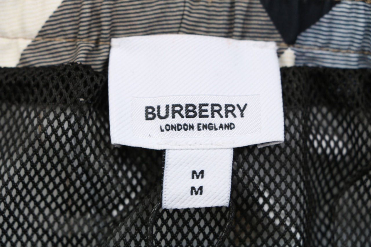 Burberry Large Check Mesh-Lined Nylon Swim Shorts — Camel