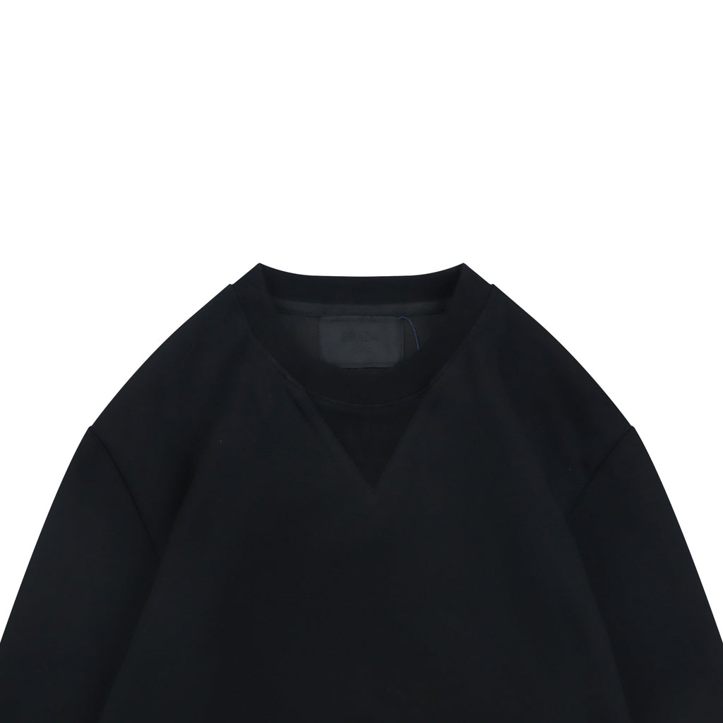 Prada Nylon-Patch Triangle Logo Crewneck Sweatshirt