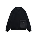 Prada Nylon-Patch Triangle Logo Crewneck Sweatshirt