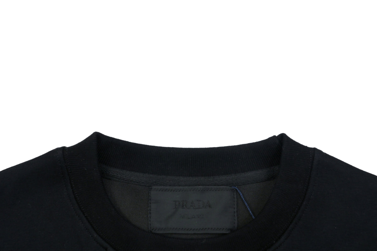Prada Nylon-Patch Triangle Logo Crewneck Sweatshirt