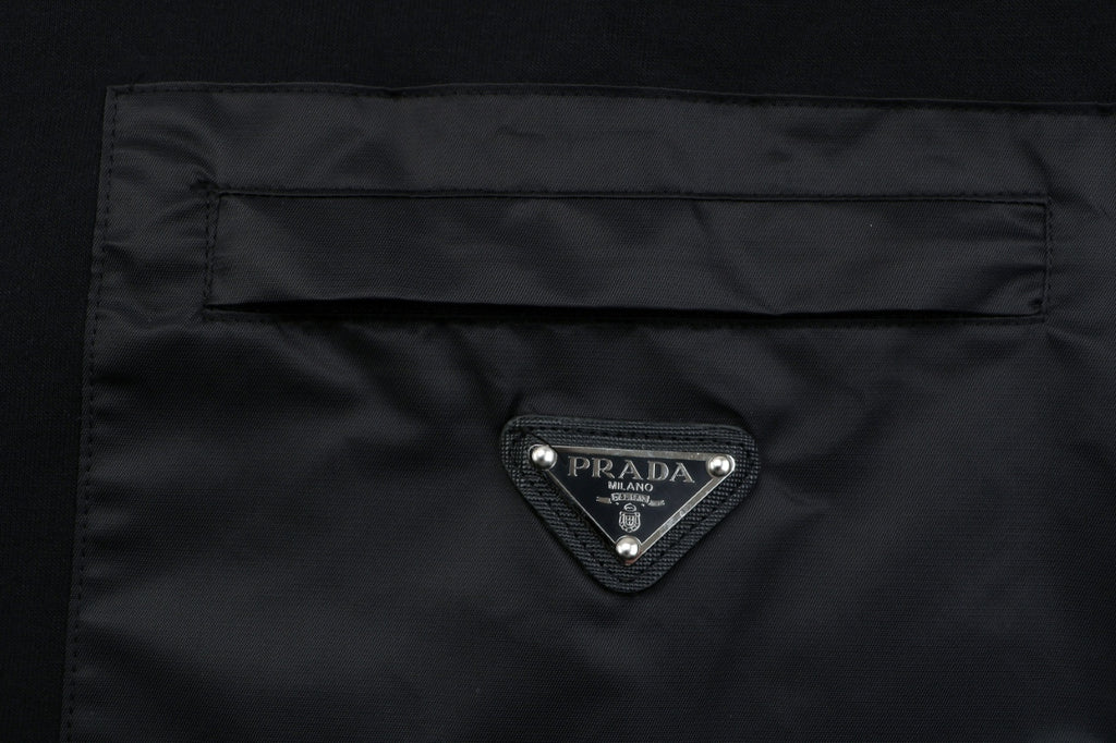 Prada Nylon-Patch Triangle Logo Crewneck Sweatshirt