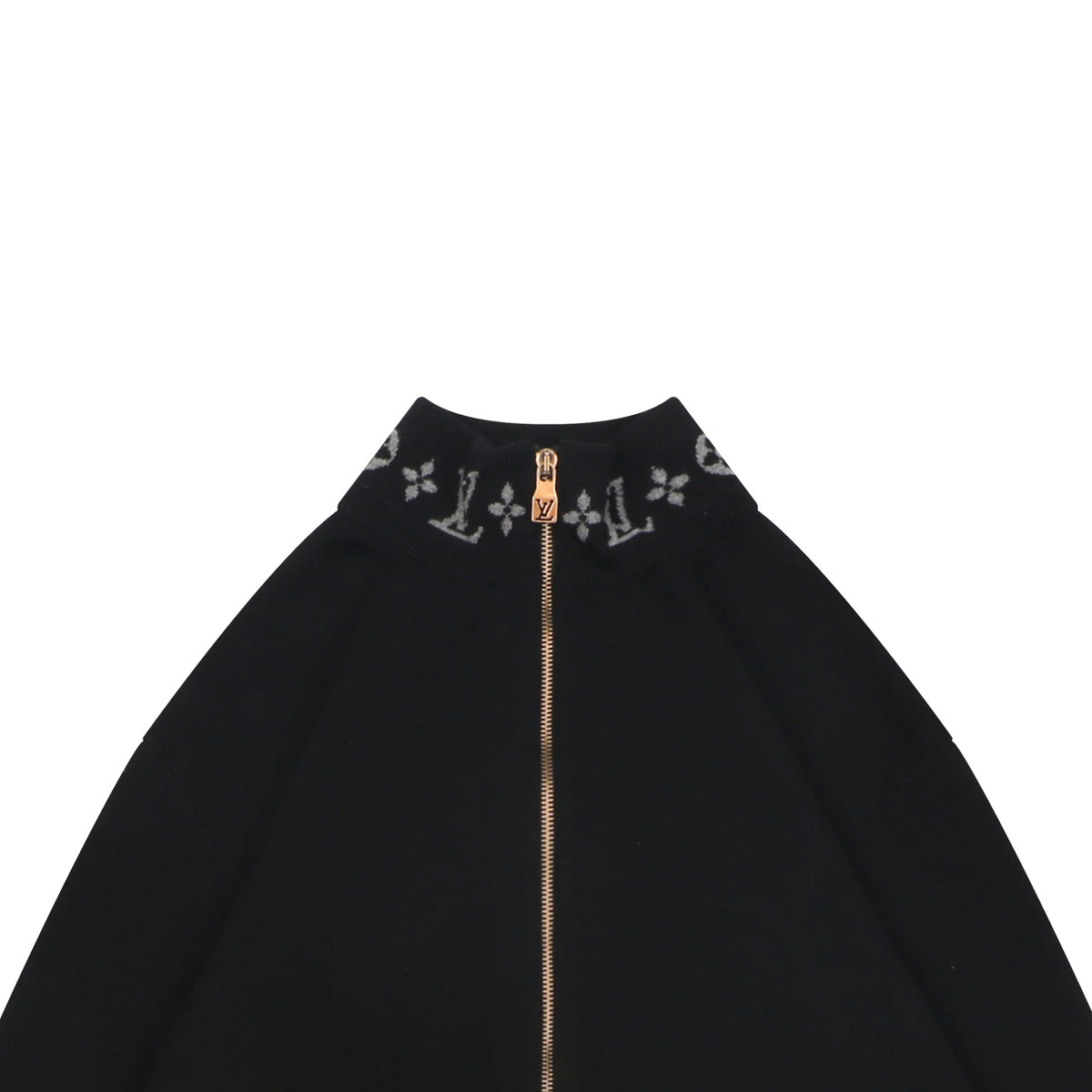 Louis Vuitton Monogram Ribbed Stand-Collar Zip Jacket - Black
