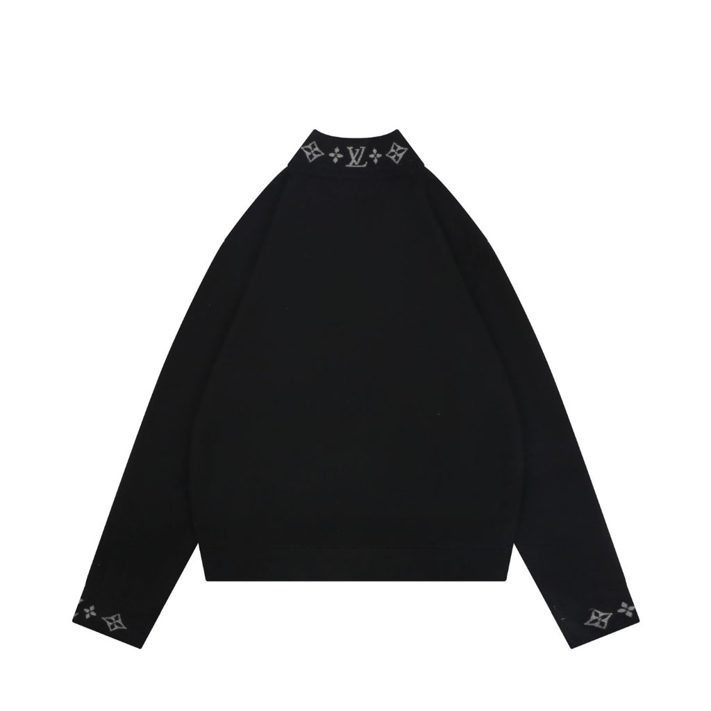 Louis Vuitton Monogram Ribbed Stand-Collar Zip Jacket - Black