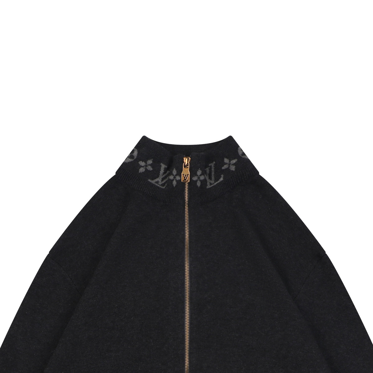 Louis Vuitton Monogram Ribbed Stand-Collar Zip Jacket - Dark Grey