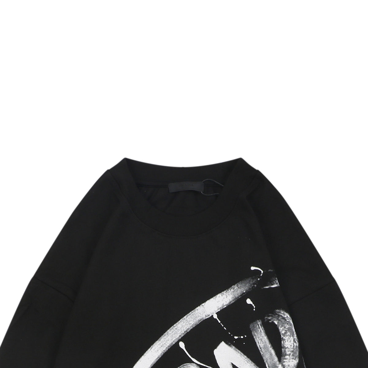 Prada Graffiti Shield Logo Print Long-Sleeve T-Shirt - Black