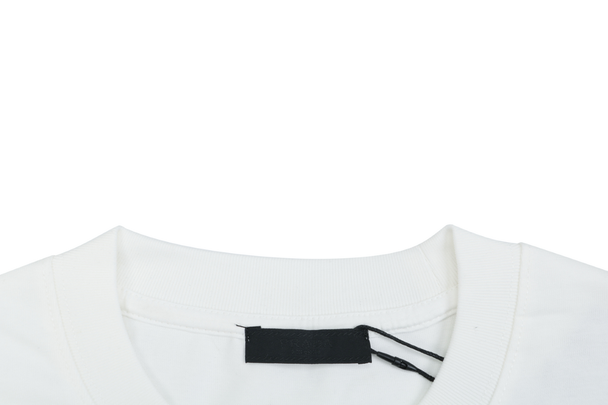 Prada Graffiti Shield Logo Print Long-Sleeve T-Shirt - White