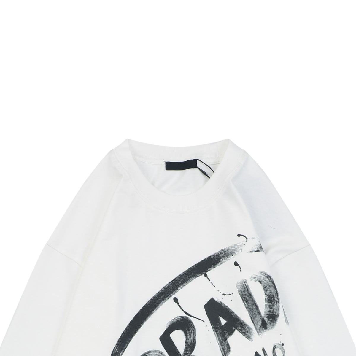 Prada Graffiti Shield Logo Print Long-Sleeve T-Shirt - White