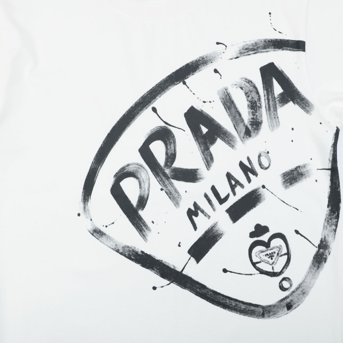 Prada Graffiti Shield Logo Print Long-Sleeve T-Shirt - White