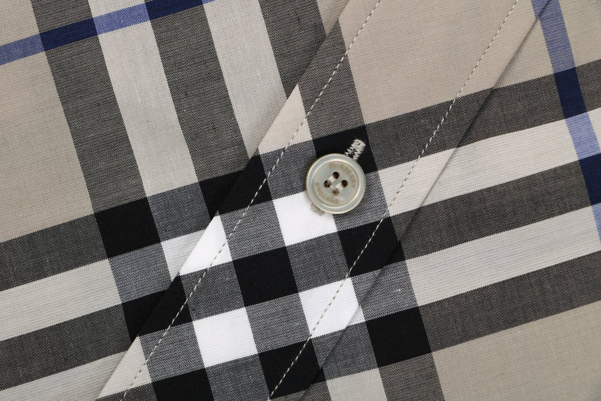 Burberry Diagonal Check Long-Sleeve Shirt - Grey Taupe