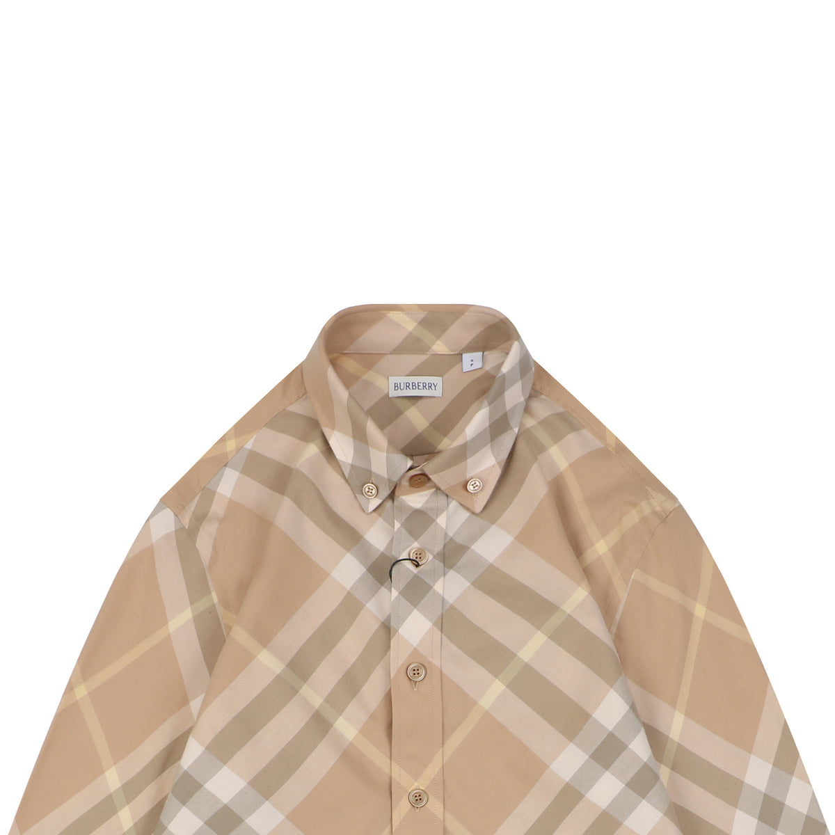 Burberry Diagonal Check Long-Sleeve Shirt - Light Camel