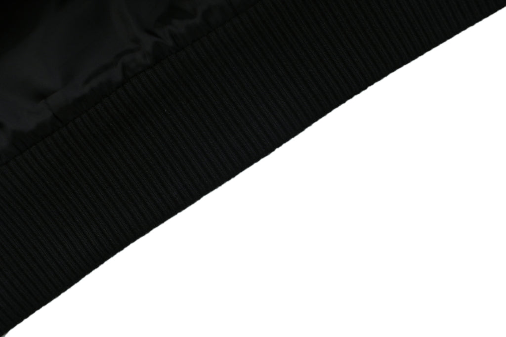 Prada Triangle Logo Leather-Panelled Varsity Jacket - Black