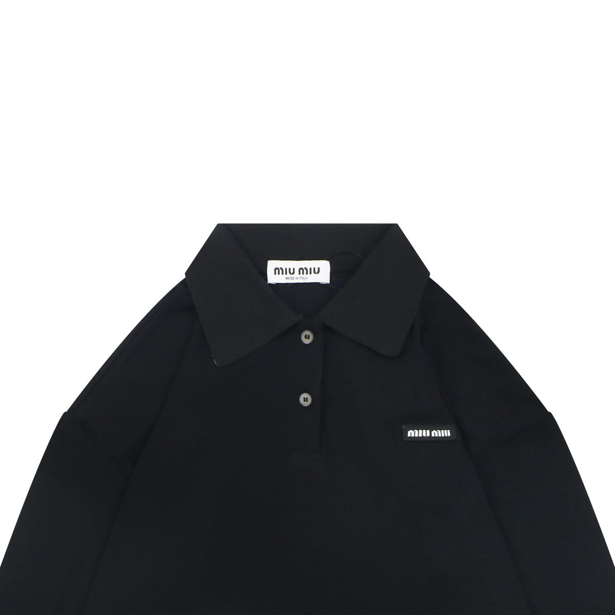 Miu Miu 26FW Small Logo Long-Sleeve Polo - Black
