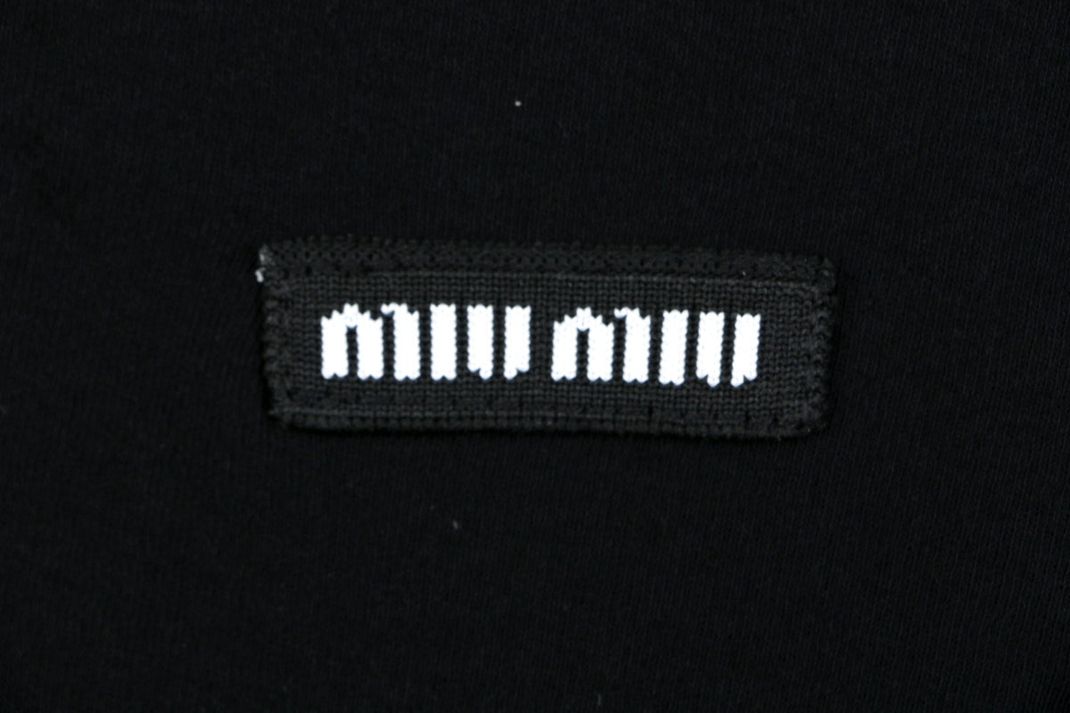 Miu Miu 26FW Small Logo Long-Sleeve Polo - Black