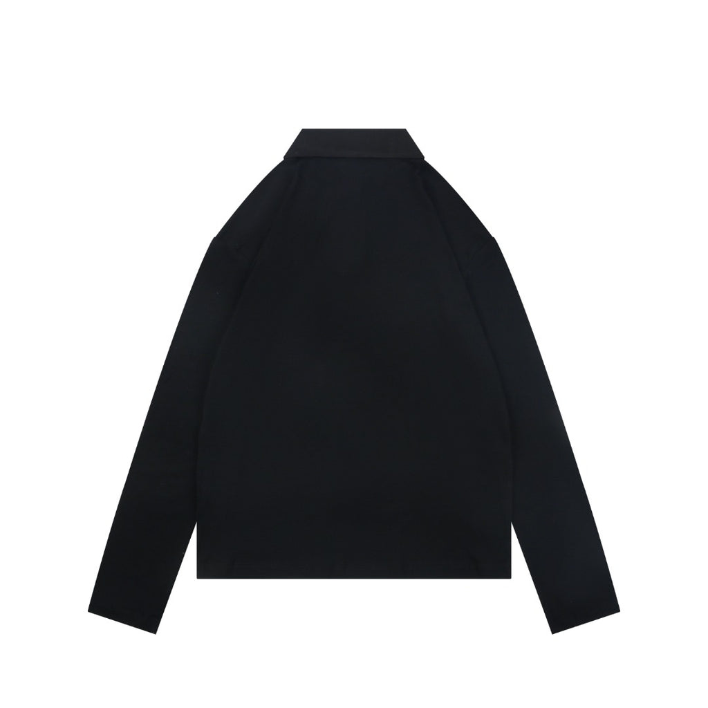 Miu Miu 26FW Small Logo Long-Sleeve Polo - Black