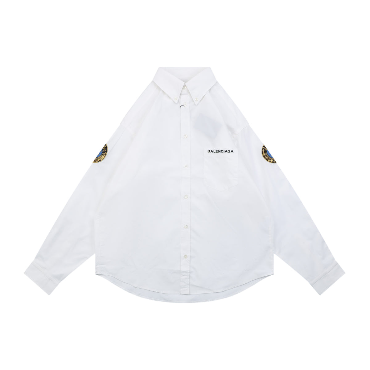 Balenciaga Dual Lion Crest Patch Long-Sleeve Shirt - White