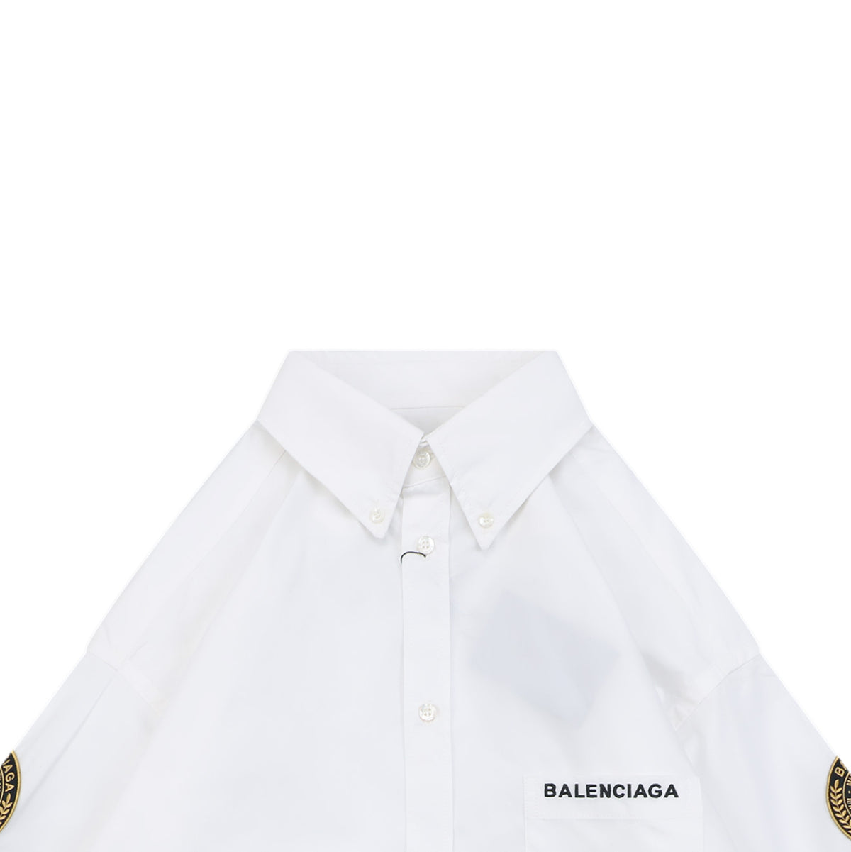 Balenciaga Dual Lion Crest Patch Long-Sleeve Shirt - White