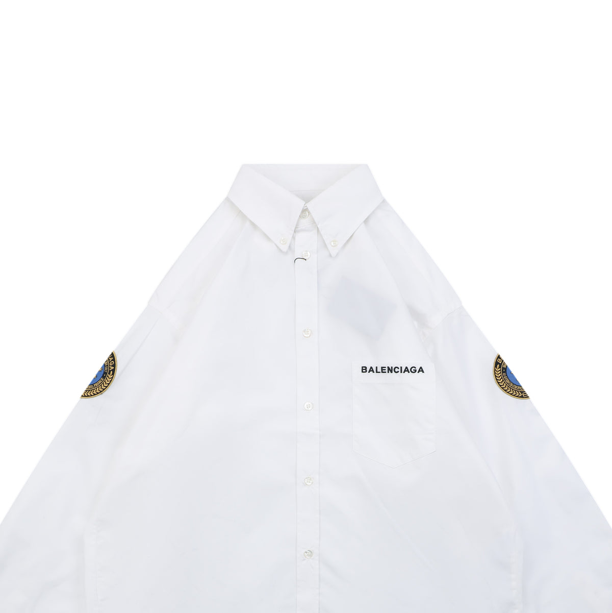 Balenciaga Dual Lion Crest Patch Long-Sleeve Shirt - White