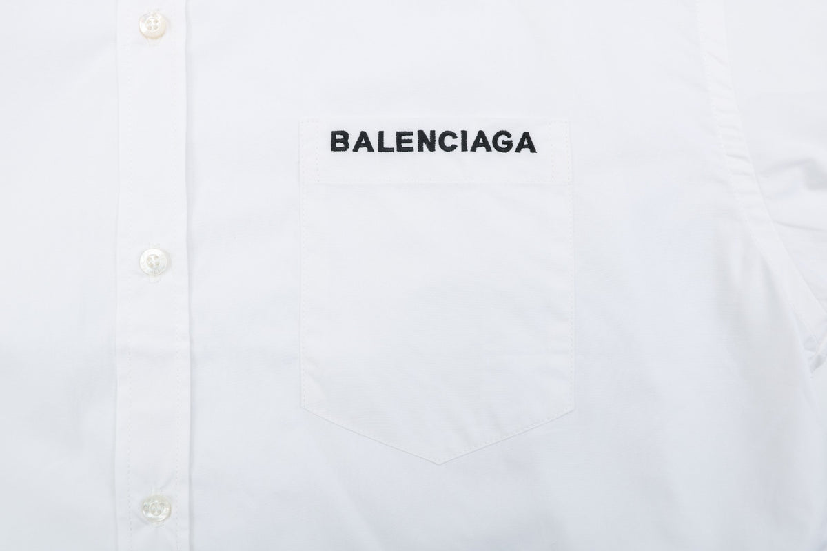 Balenciaga Dual Lion Crest Patch Long-Sleeve Shirt - White