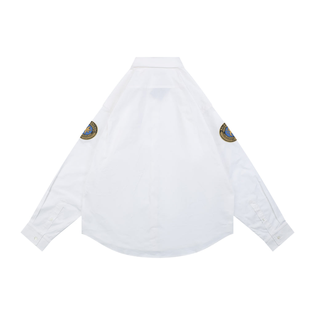 Balenciaga Dual Lion Crest Patch Long-Sleeve Shirt - White