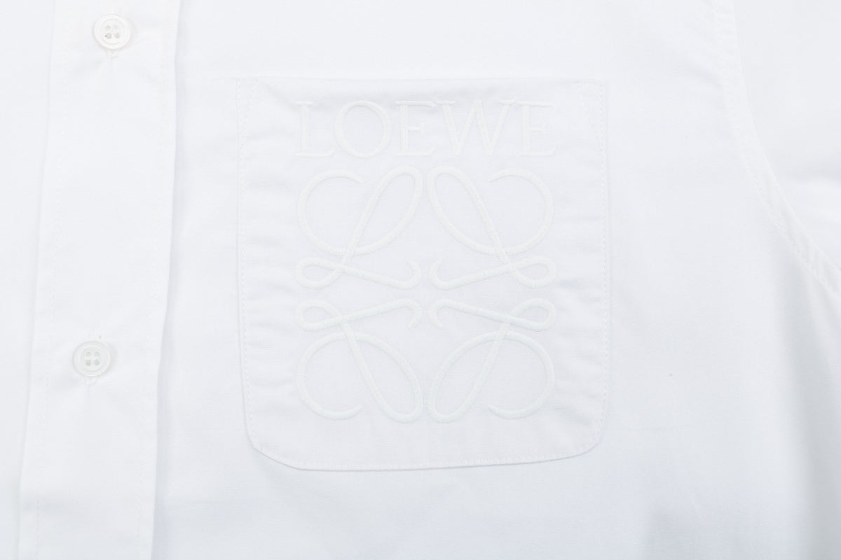 Loewe Tonal Anagram Jacquard Long-Sleeve Shirt - White