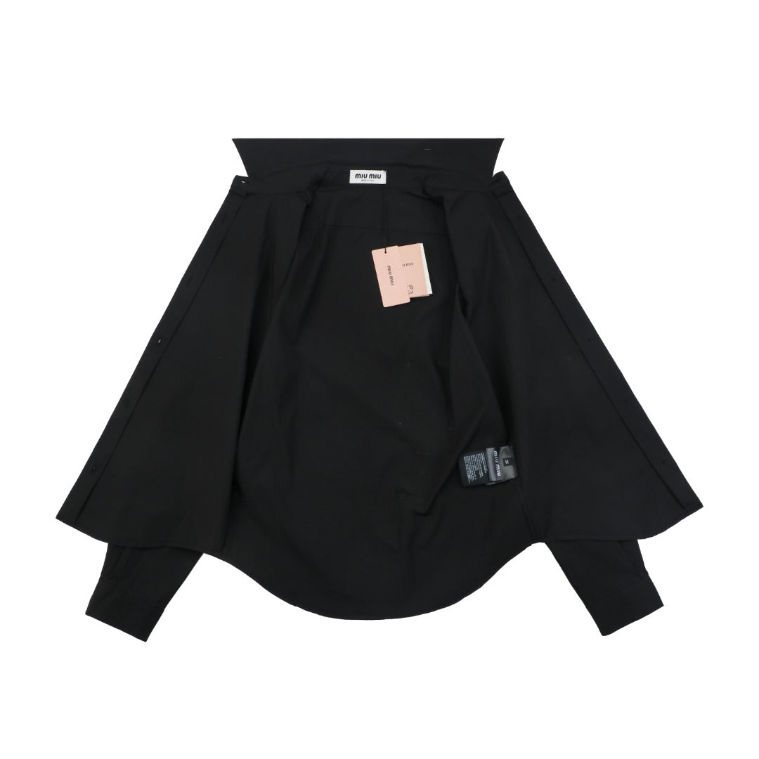 Miu Miu 26FW Small Logo Long-Sleeve Shirt - Black