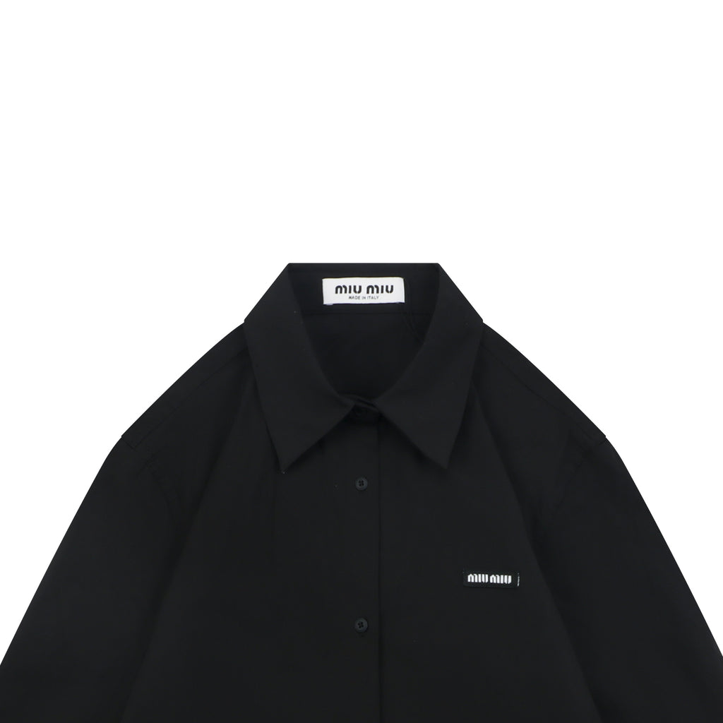 Miu Miu 26FW Small Logo Long-Sleeve Shirt - Black