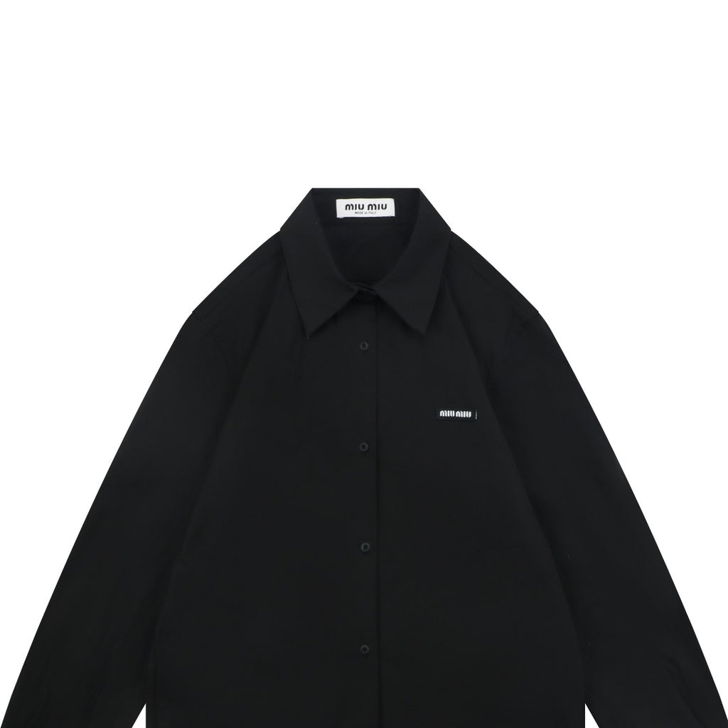 Miu Miu 26FW Small Logo Long-Sleeve Shirt - Black