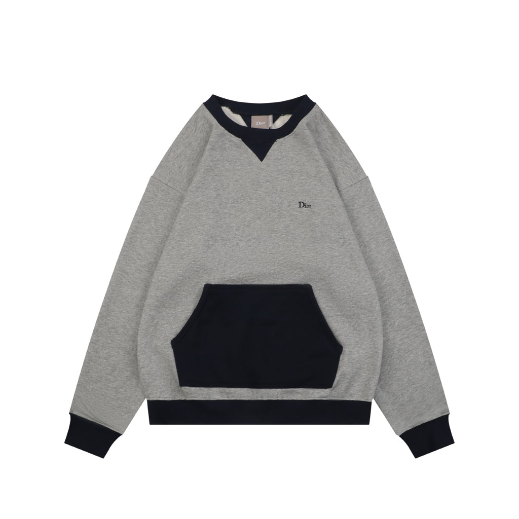 Dior Two-Tone Small Logo Crewneck Sweatshirt - Grey / Navy
