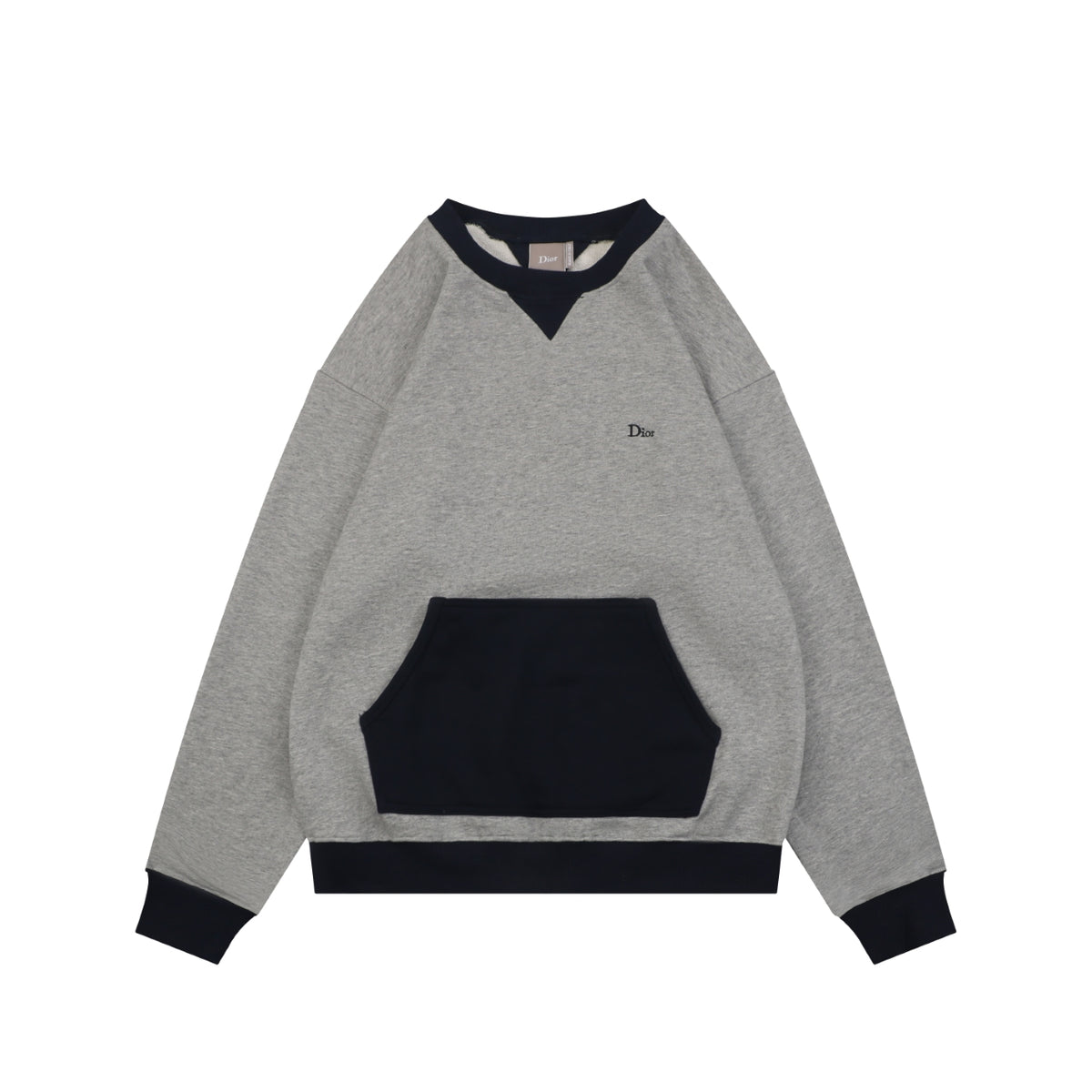 Dior Two-Tone Small Logo Crewneck Sweatshirt - Grey / Navy