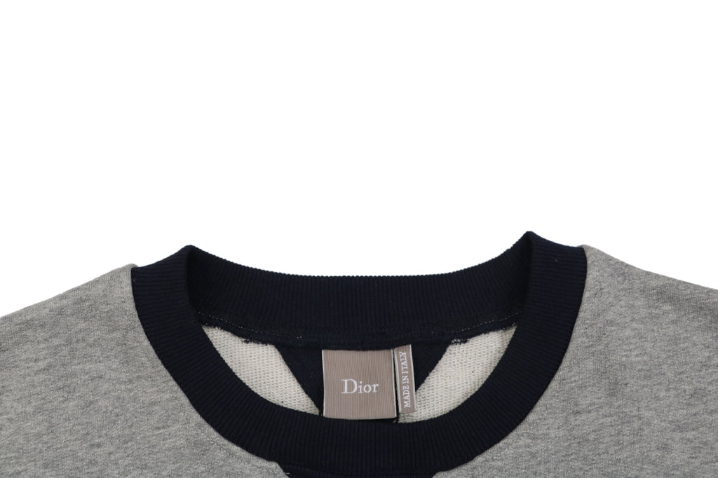 Dior Two-Tone Small Logo Crewneck Sweatshirt - Grey / Navy