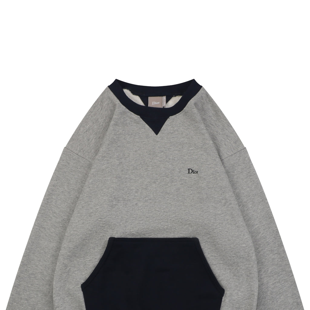Dior Two-Tone Small Logo Crewneck Sweatshirt - Grey / Navy