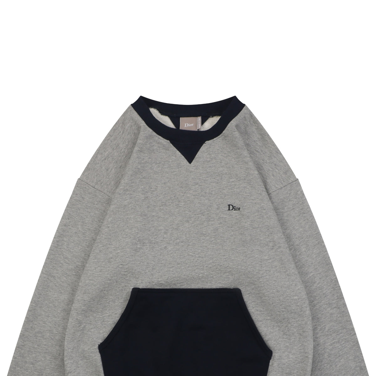 Dior Two-Tone Small Logo Crewneck Sweatshirt - Grey / Navy