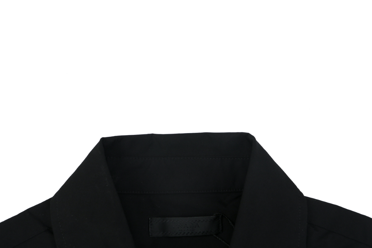 Prada Triangle Logo Patch Pocket Long-Sleeve Shirt - Black