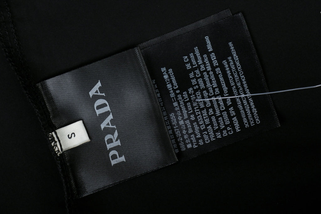 Prada Triangle Logo Patch Pocket Long-Sleeve Shirt - Black