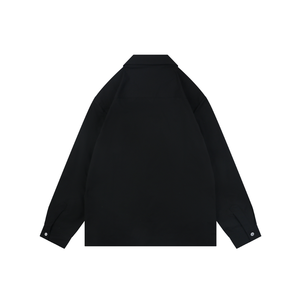 Prada Triangle Logo Patch Pocket Long-Sleeve Shirt - Black