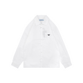Prada Triangle Logo Patch Pocket Long-Sleeve Shirt - White