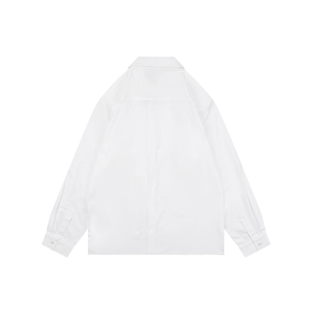 Prada Triangle Logo Patch Pocket Long-Sleeve Shirt - White