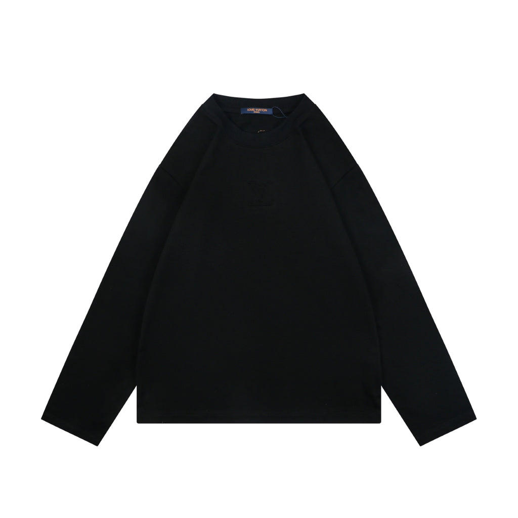 Louis Vuitton Centre Monogram Embossed Long-Sleeve T-Shirt - Black